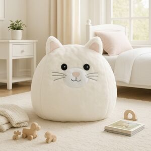 Pottery Barn Kids Faux Fur Kitty Anywhere Beanbag Slipcover  Ivory -Discontinued